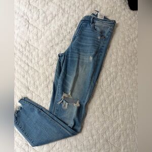 Abercrombie & Fitch Light Blue Distressed Boyfriend Jeans